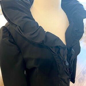 Blanc Noir Ruffled Black Jacket